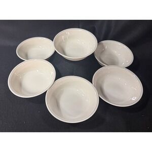 Corelle Vitrelle Off White Ivory  Gray Stripe Soup Bowls 6" Set Of 6